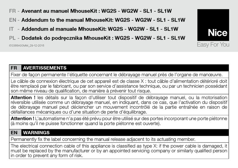 Nice MhouseKit SL1W Installation and operating instructions