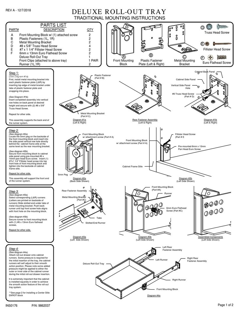 KraftMaid DELUXE ROLL-OUT TRAY TRADITIONAL MOUNTING INSTRUCTIONS KraftMaid DELUXE ROLL-OUT TRAY TRADITIONAL MOUNTING INSTRUCTIONS