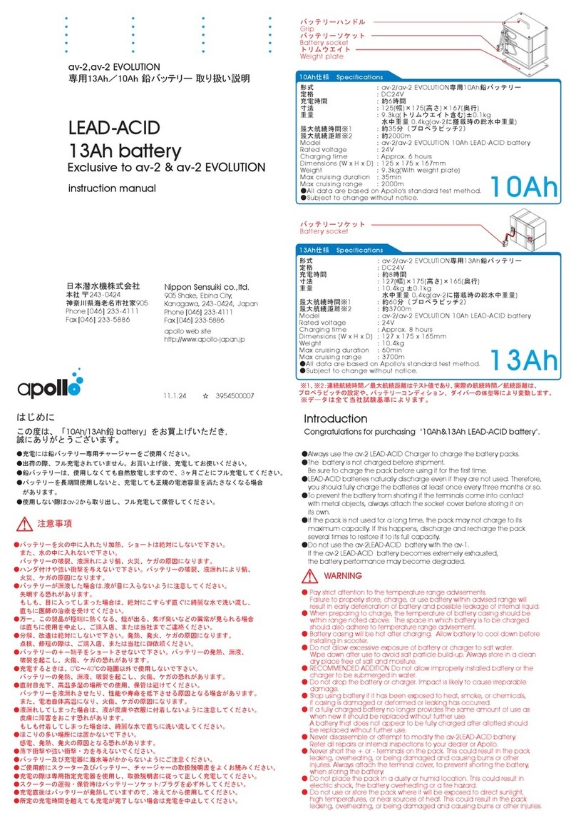 Apollo av-2/av-2 EVOLUTION 10Ah LEAD-ACID battery User manual