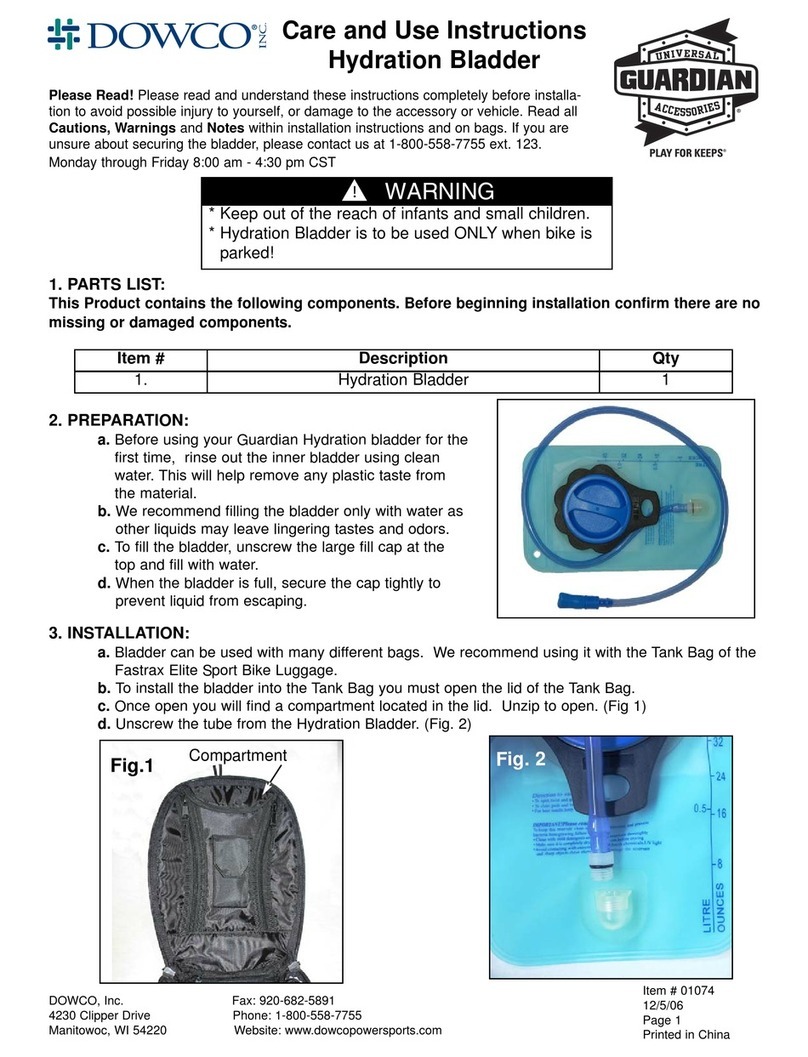 Dowco Hydration Bladder Care and use instructions