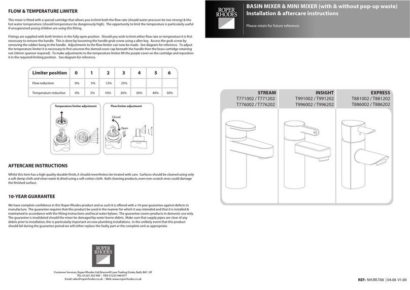 Roper Rhodes STREAM Series Installation & Aftercare Instructions