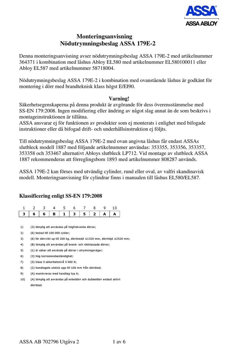 Assa Abloy 179E-2 Mounting instruction