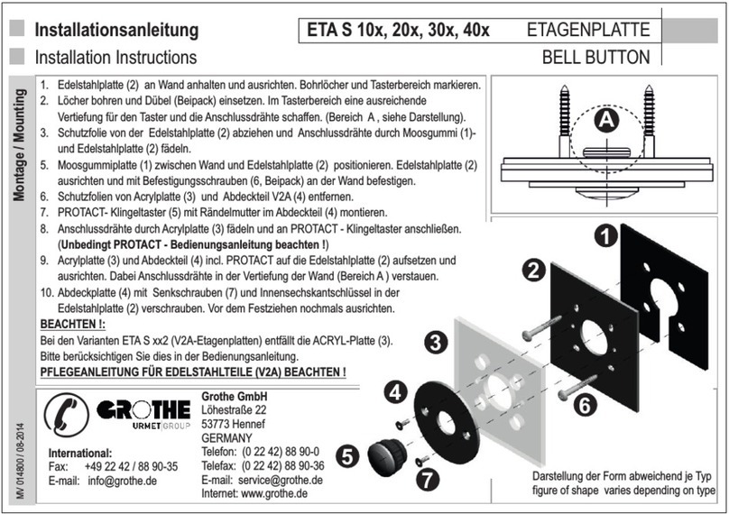 GROTHE ETA S 10 Series installation instructions