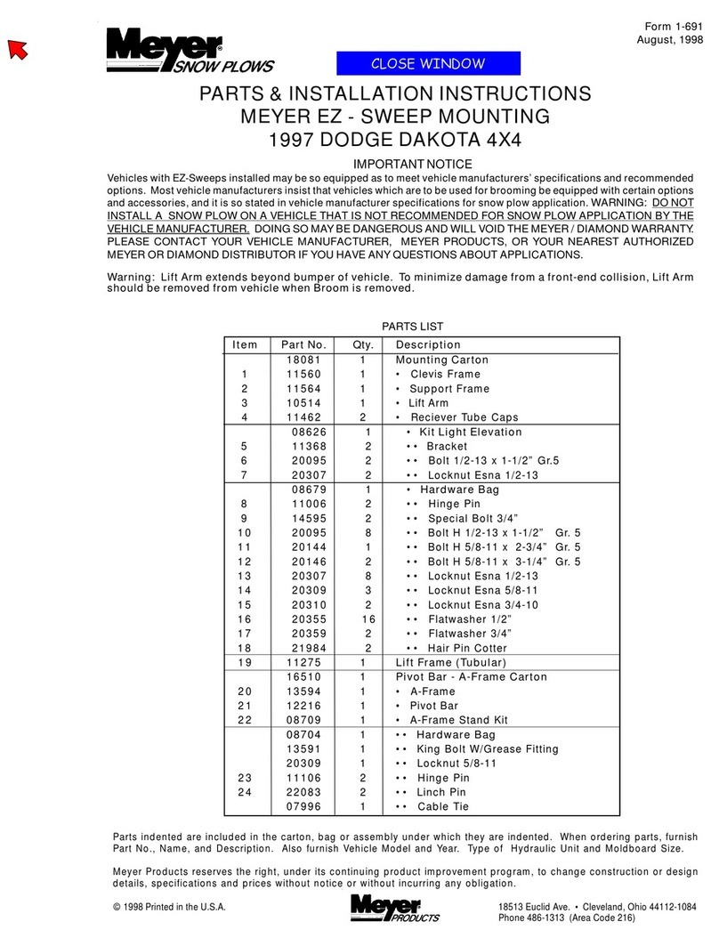Meyer EZ-SWEEP Installation instructions manual