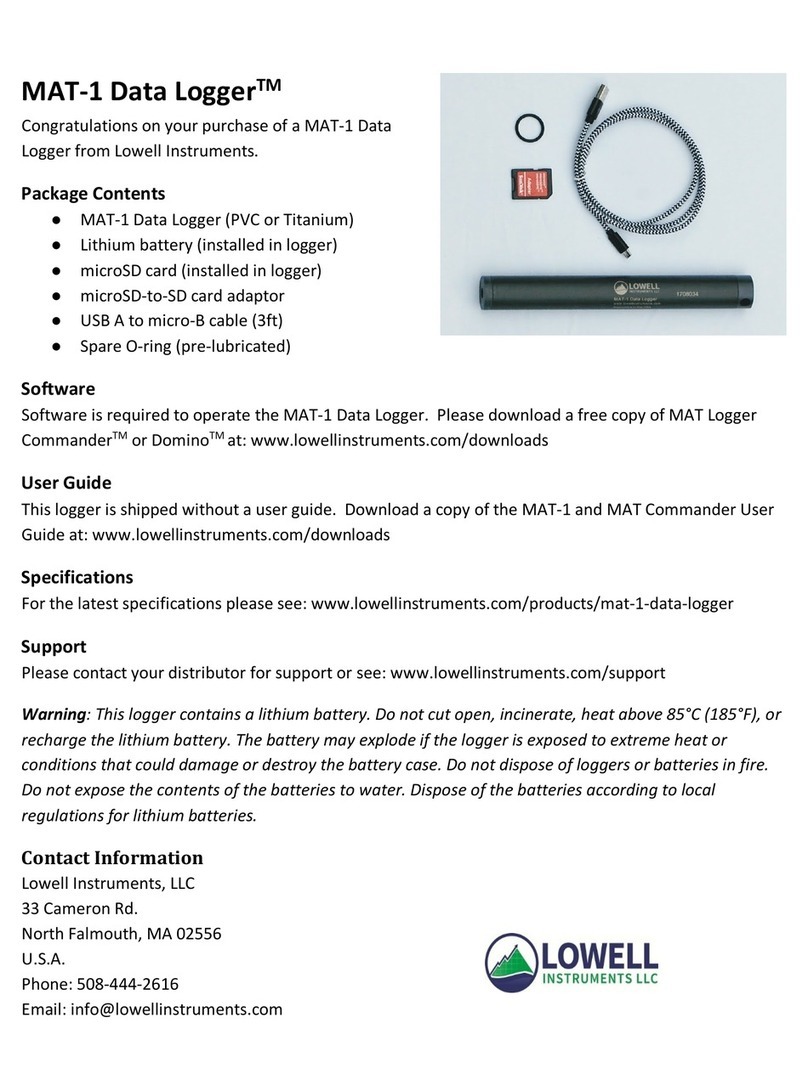 Lowell MAT-1 Data Logger User manual