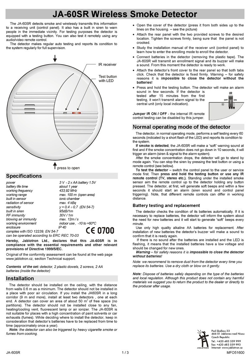 jablotron JA-60SR quick start guide