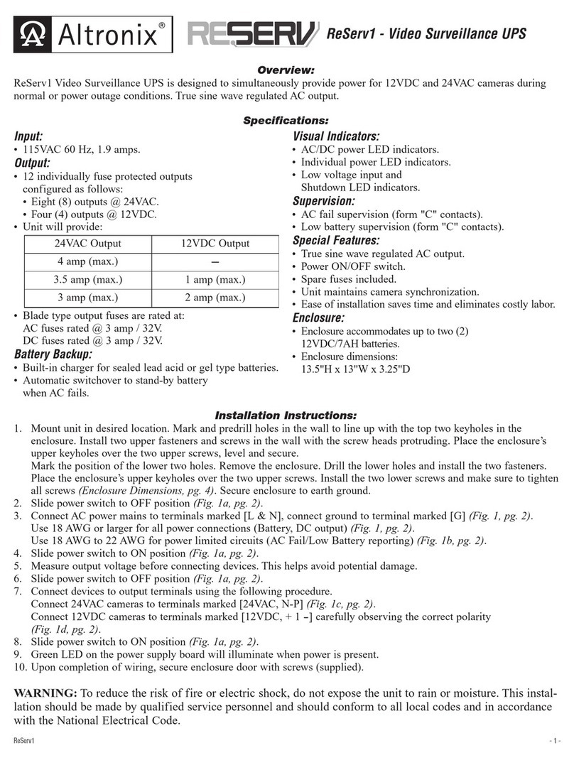 Altronix ReServ1 User manual