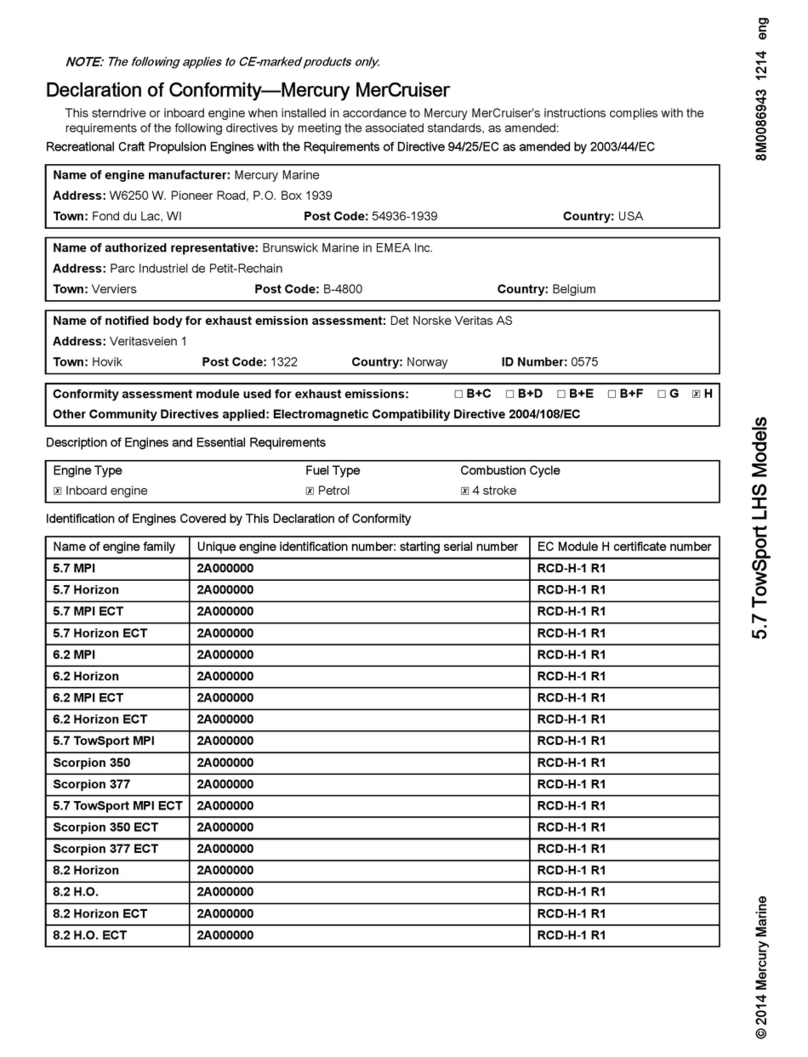 Mercury MerCruiser Tow Sport 5.7 LHS User manual