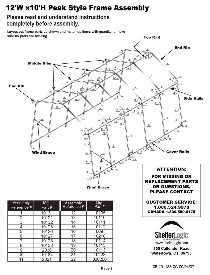 ShelterLogic 12'W x10'H Peak Style User manual