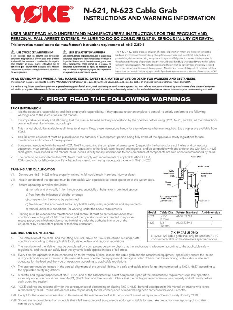 Yoke N-621 INSTRUCTIONS AND WARNING INFORMATION