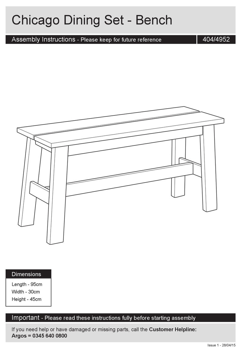 Argos Chicago Dining Set Bench User manual