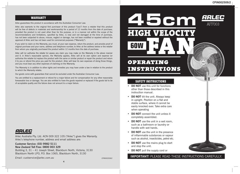 Arlec AFF003 operating instructions