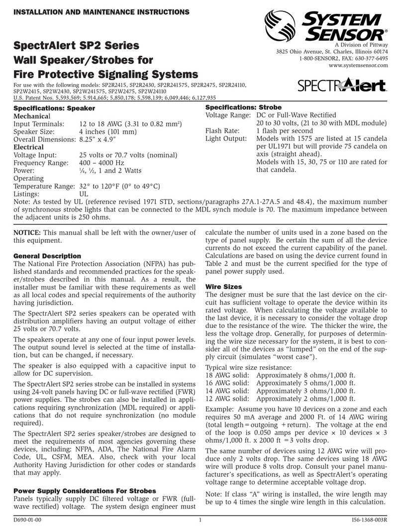 System Sensor SpectrAlert SP2 Series User manual