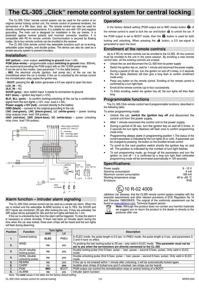 jablotron CL-305 Click User manual