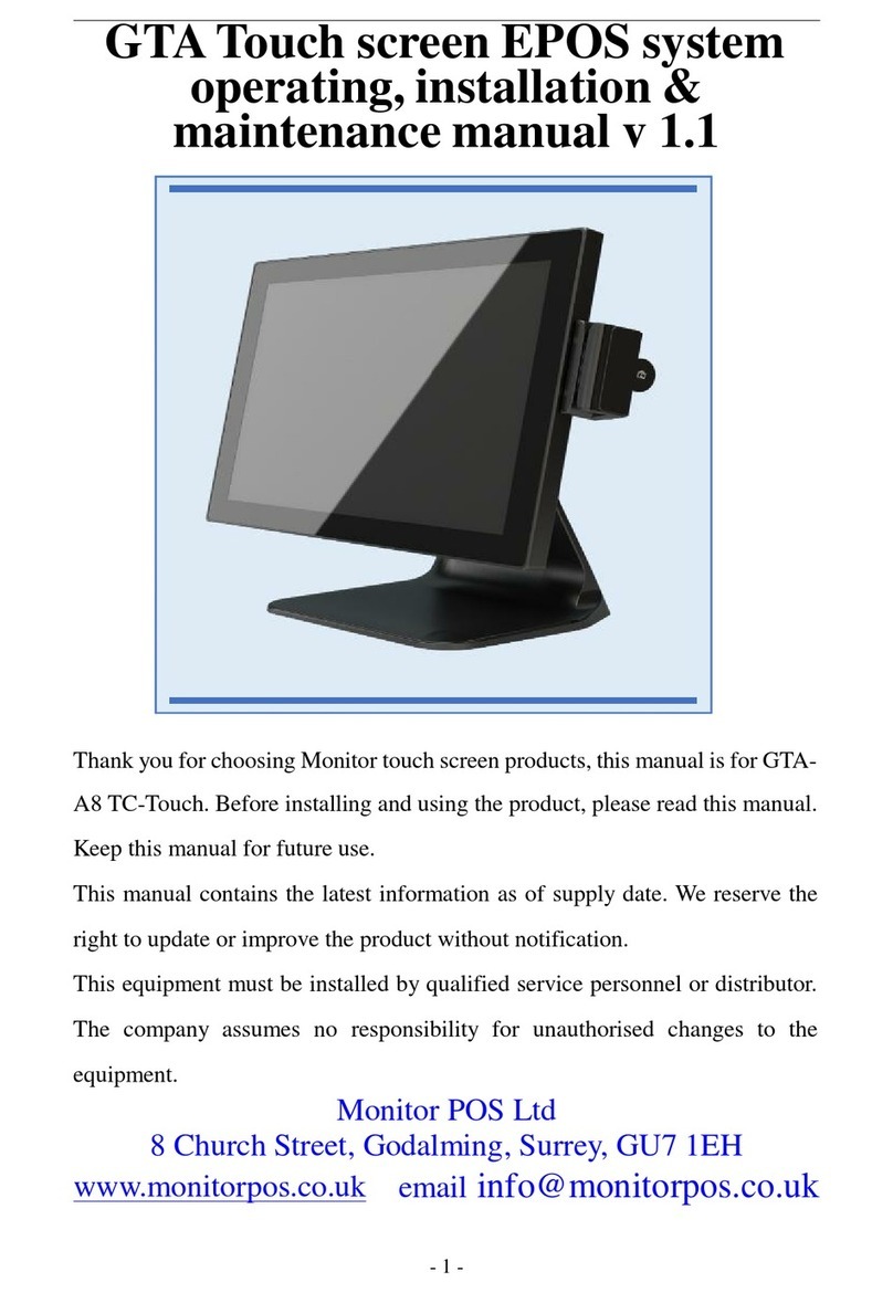 Monitor POS GTA-A8 TC-Touch Operating, installation & maintenance manual