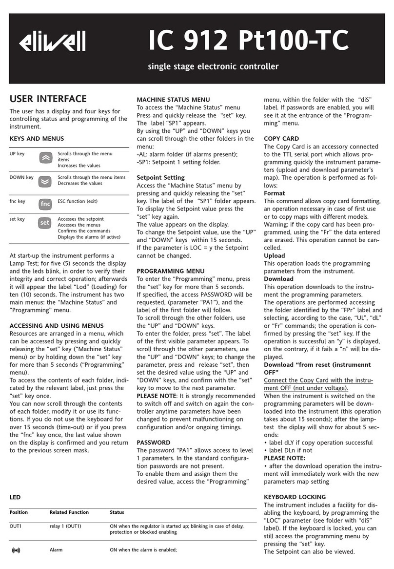 Eliwell IC 912 Pt100-TC User manual