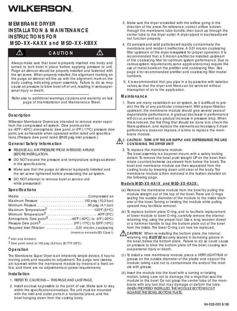 Wilkerson MSD Series Installation & maintenance instructions Wilkerson MSD Series Installation & maintenance instructions