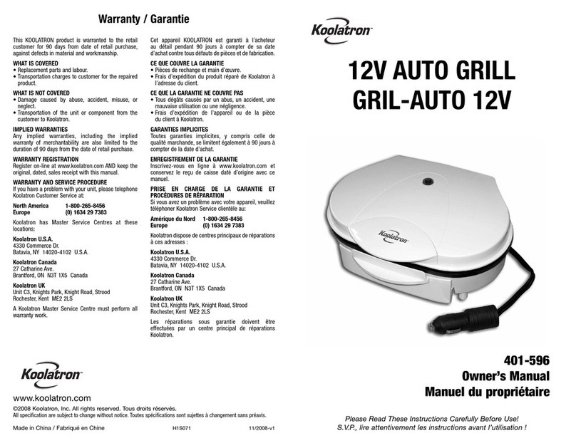 Koolatron 401-596 User manual