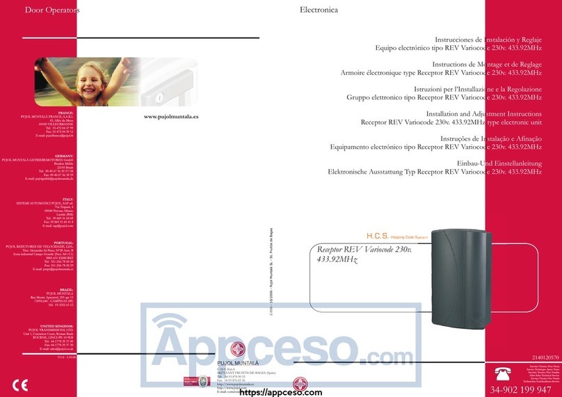 Pujol Receptor REV Variocode Installation and adjustment instructions