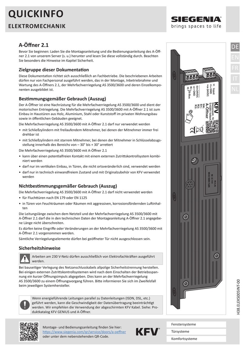 Siegenia KFV A-opener 2.1 Quick information guide