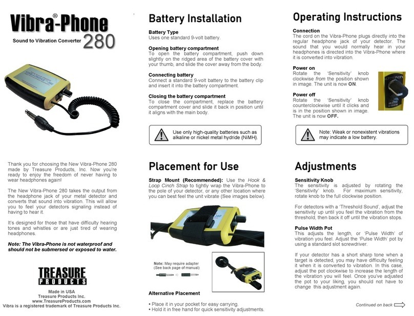 Treasure Cove VIBRA-PHONE 280 manual