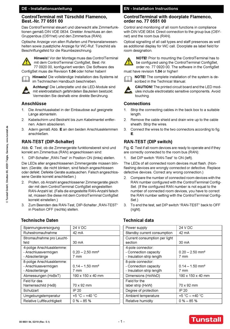 Tunstall ControlTerminal Flamenco Series User manual