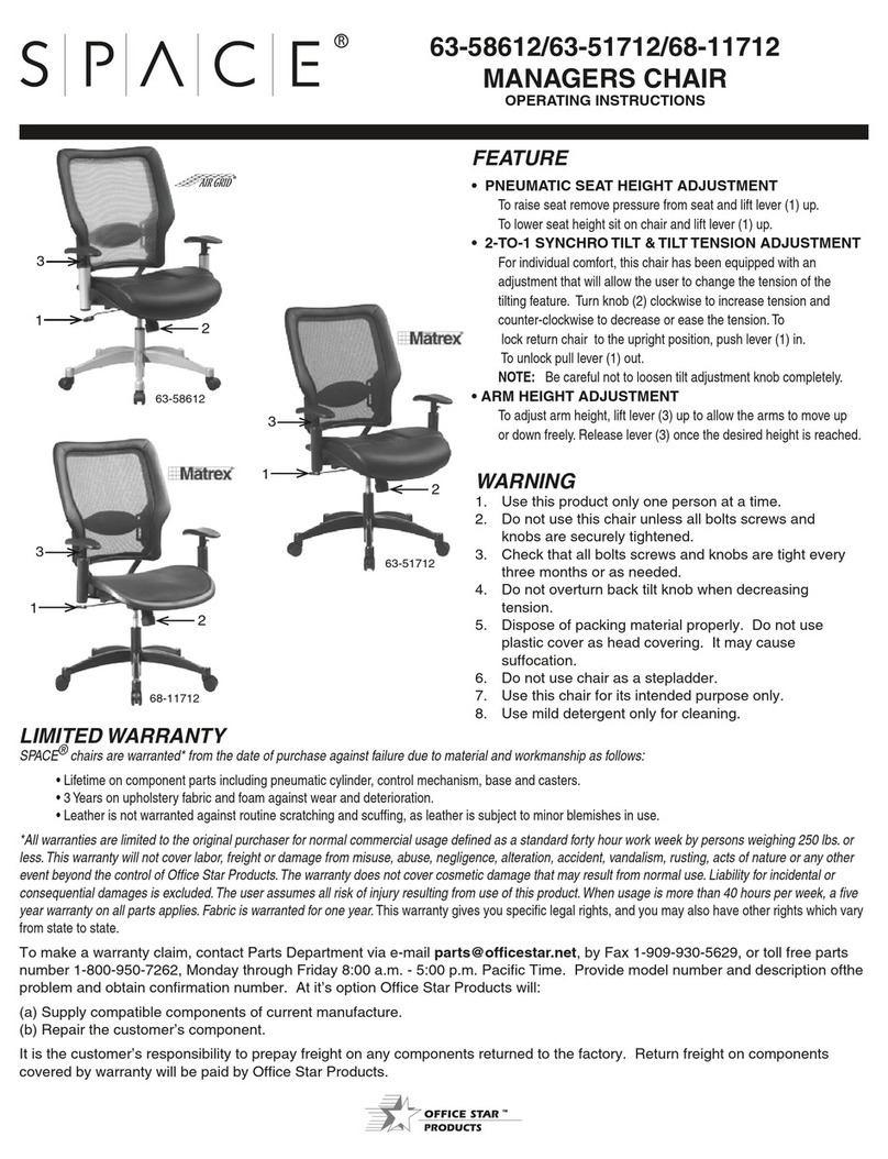 Office Star Products SPACE 63-58612 operating instructions