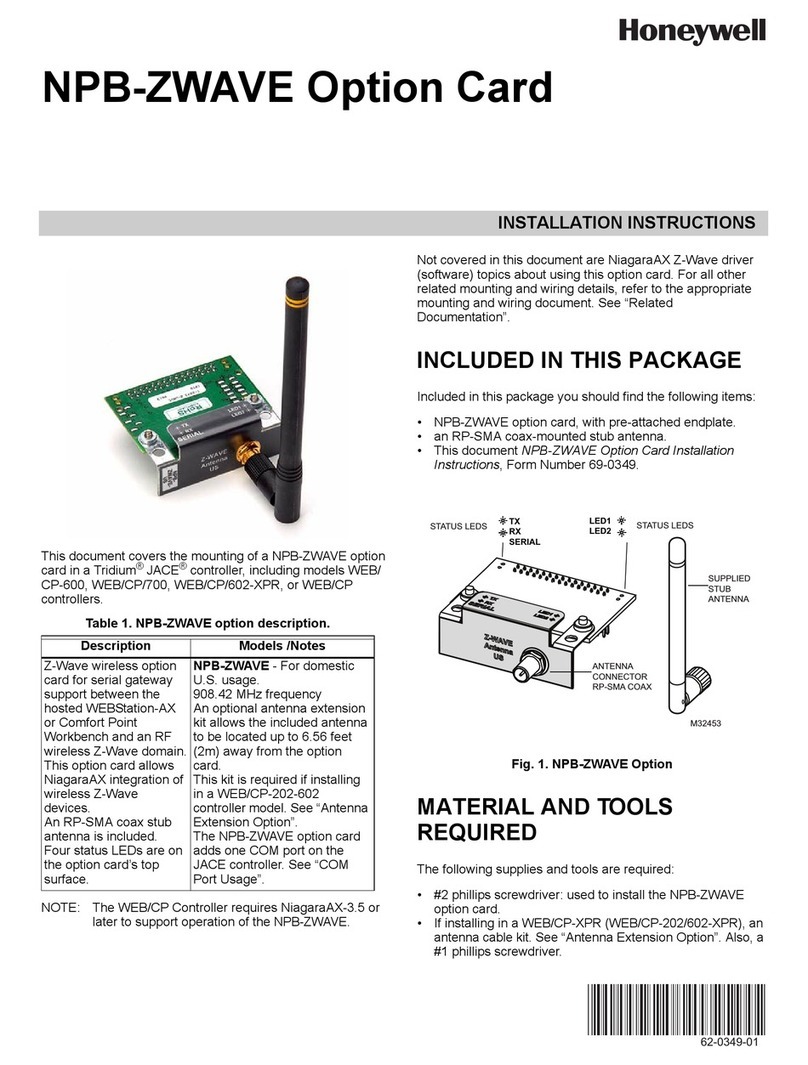 Honeywell NPB-ZWAVE installation instructions