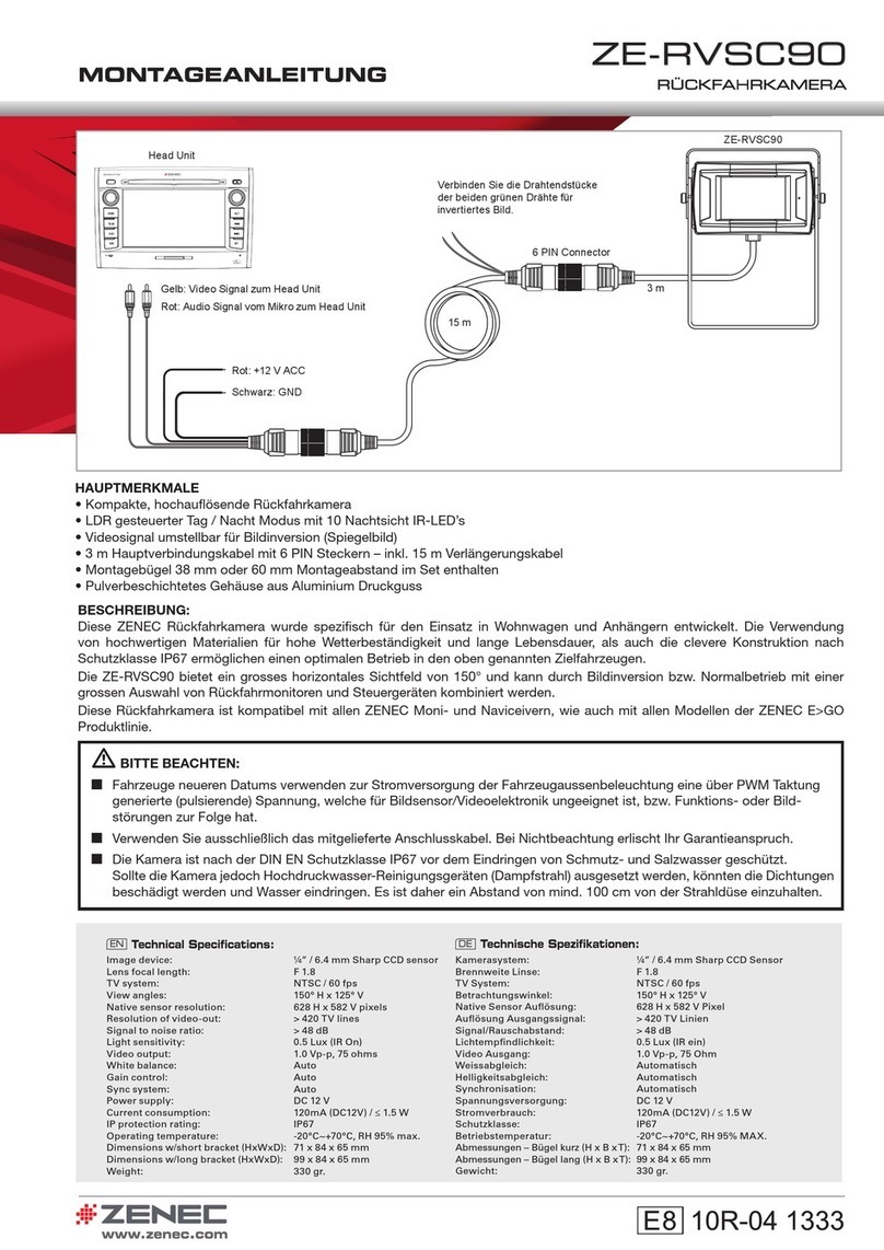 ZENEC ZE-RVSC90 Mounting instructions