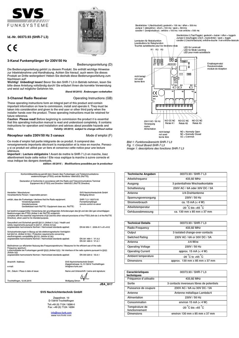 SVS SHR-7 L3 operating instructions