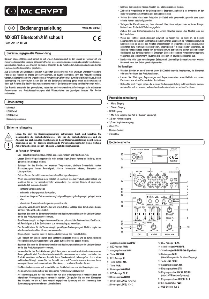MC Crypt MX-3BT operating instructions
