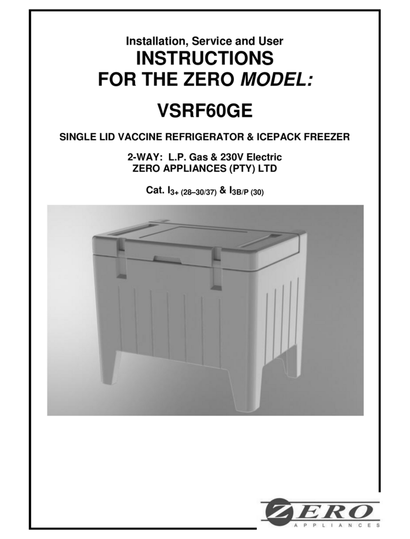 Zero Appliances VSRF60GE Installation, service and user instructions
