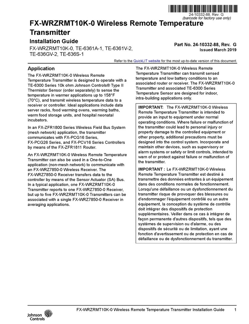 Johnson Controls FX-WRZRMT10K-0 User manual