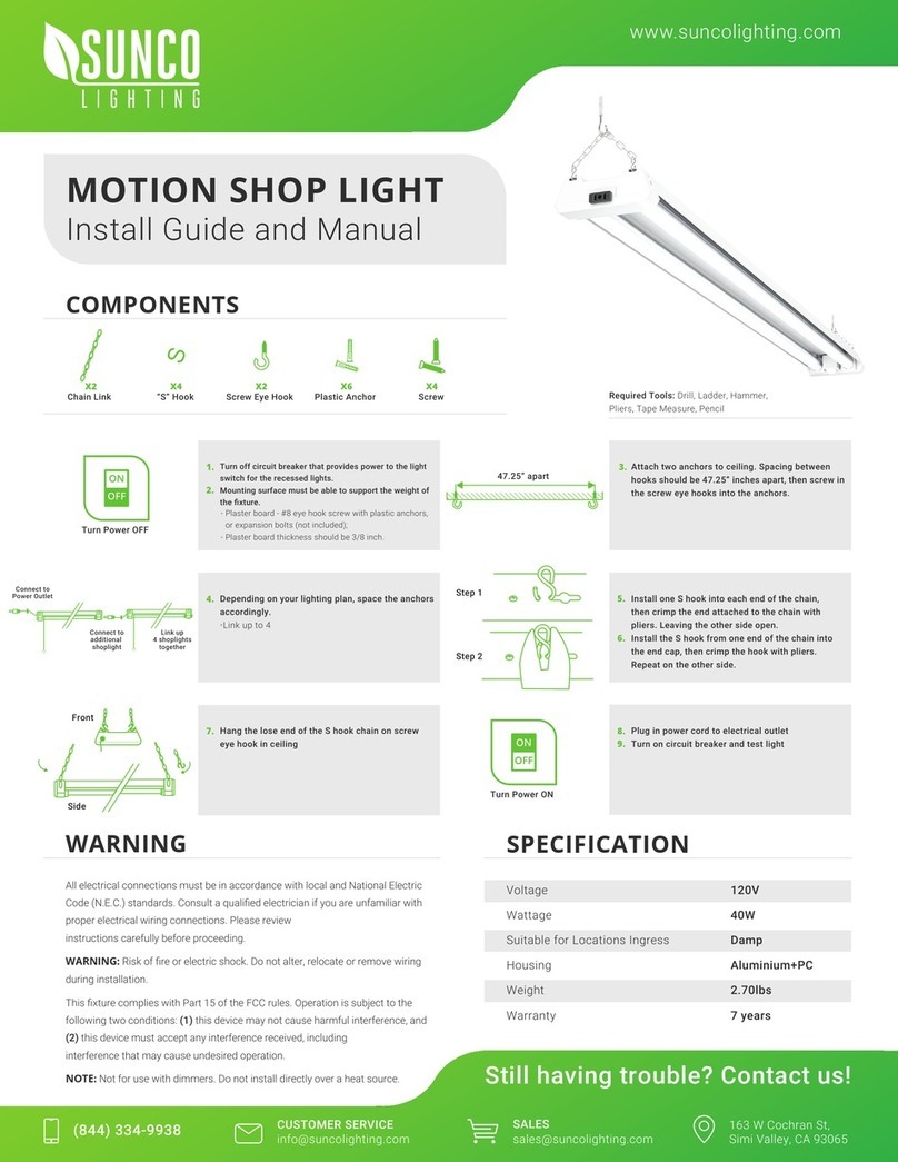 Sunco MOTION SHOP LIGHT Install Guide and Manual Sunco MOTION SHOP LIGHT Install Guide and Manual