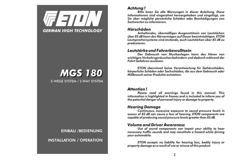 Eton MGS 180 Installation & operation