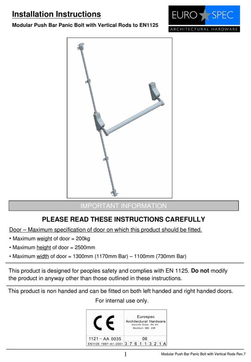 Eurospec Push Bar Panic Bolt installation instructions