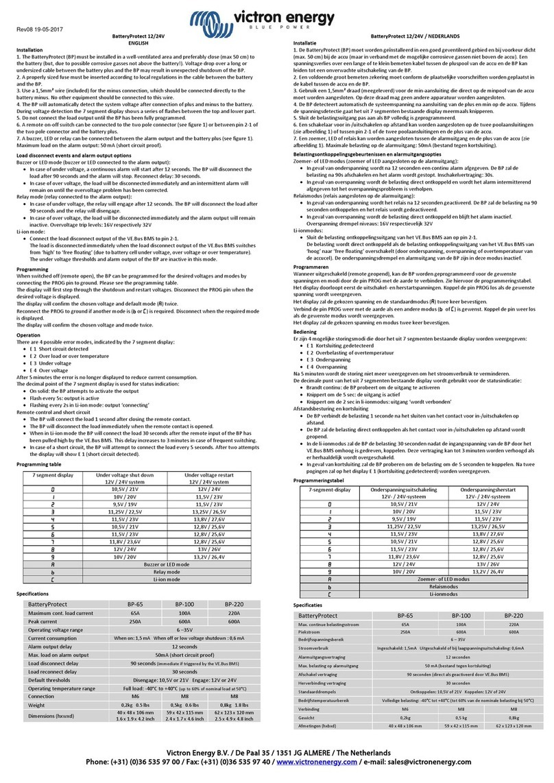 Victron energy BatteryProtect BP-65 quick start guide