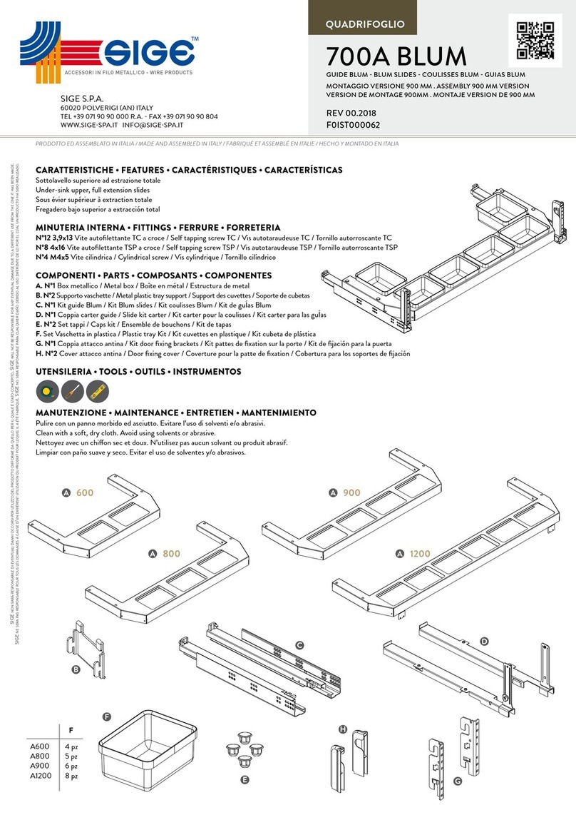 SIGE 700A BLUM installation instructions