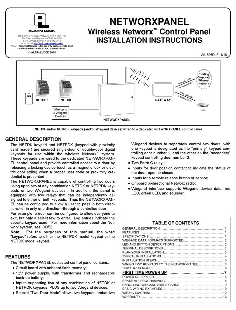 Alarm Lock NETWORXPANEL installation instructions