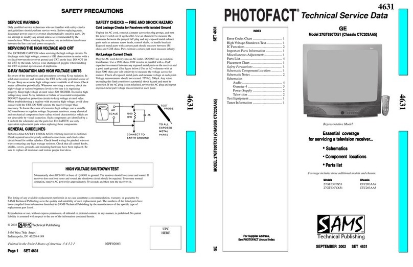 Sams PHOTOFACT 27GT630TX51 Technical service data