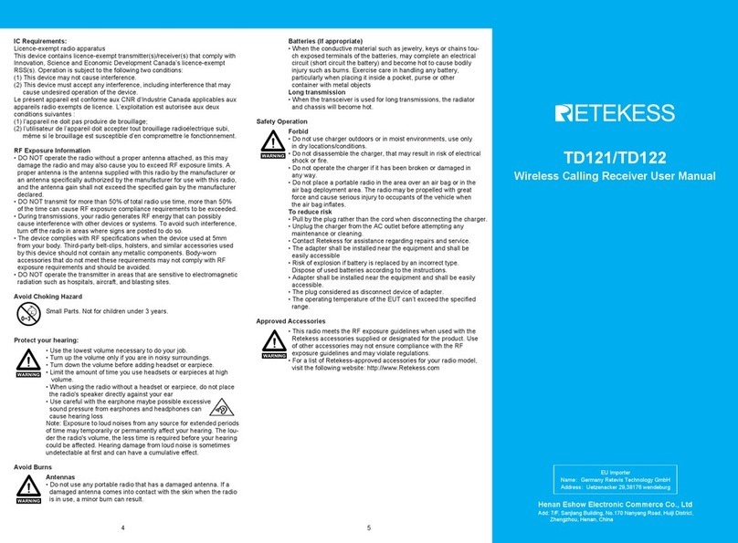Retekess TD121 User manual