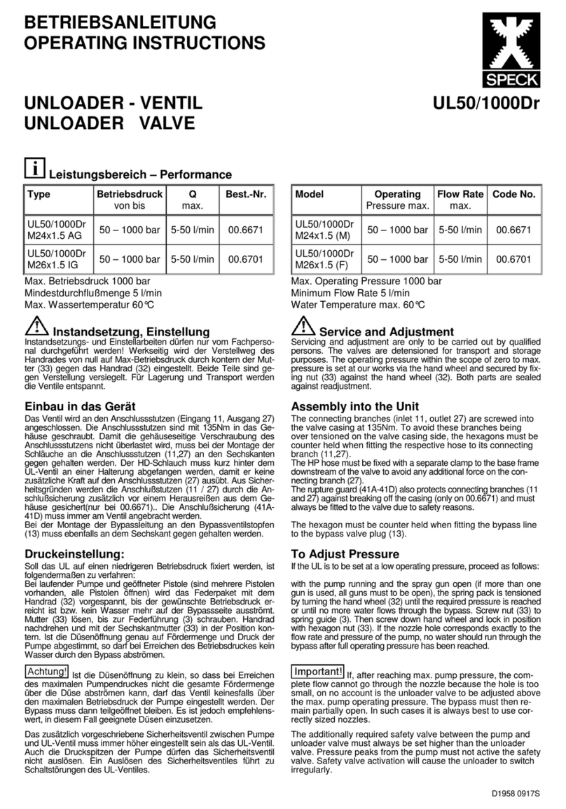 Speck UL50/1000Dr operating instructions