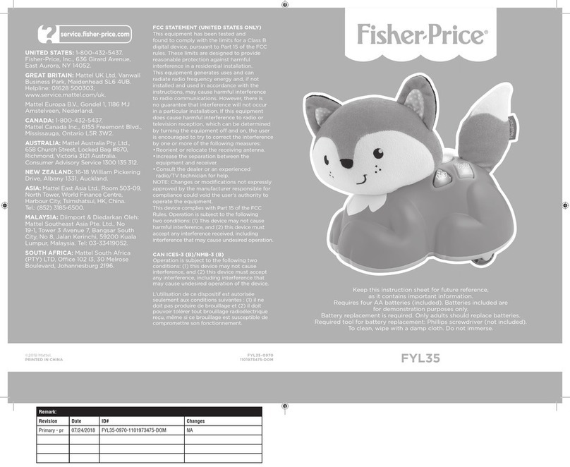Fisher-Price FYL35 instruction sheet