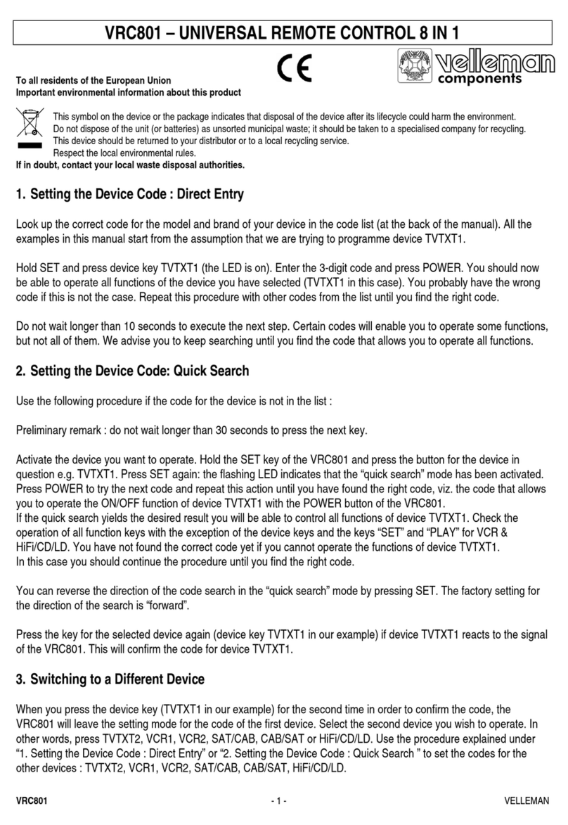 Velleman VRC801 User manual