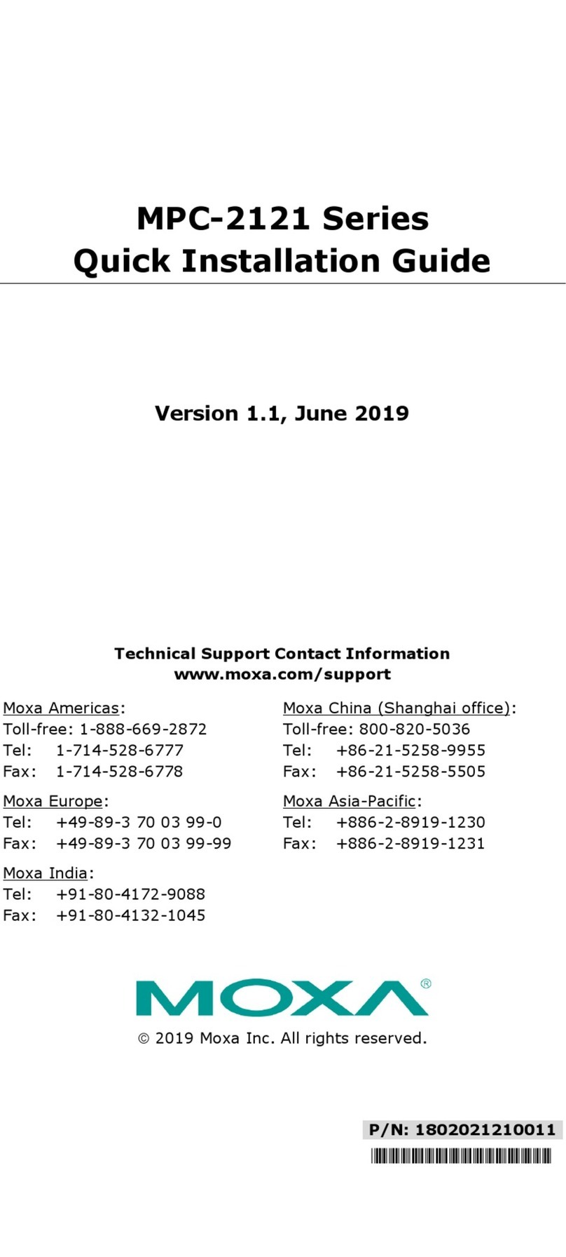 Moxa Technologies MPC-2121 Series User manual