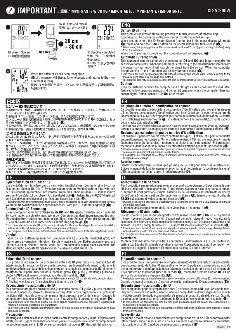 Cateye CC-AT200W quick start guide