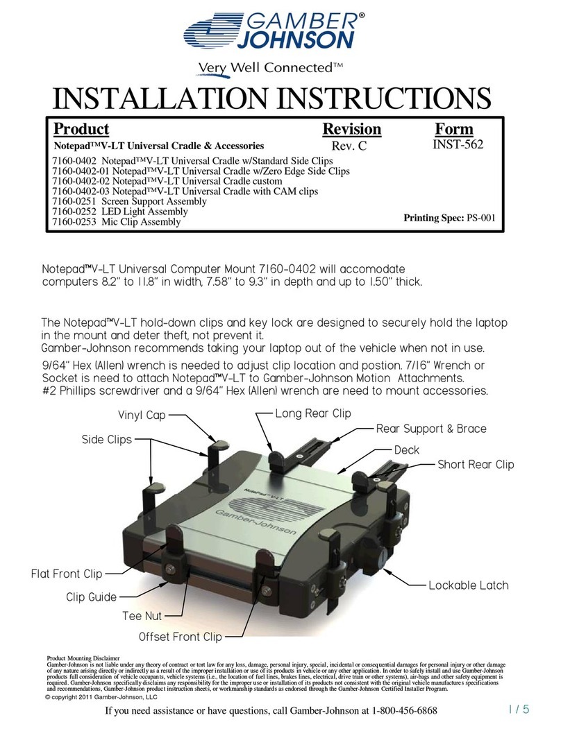 Gamber Johnson Notepad V-LT installation instructions