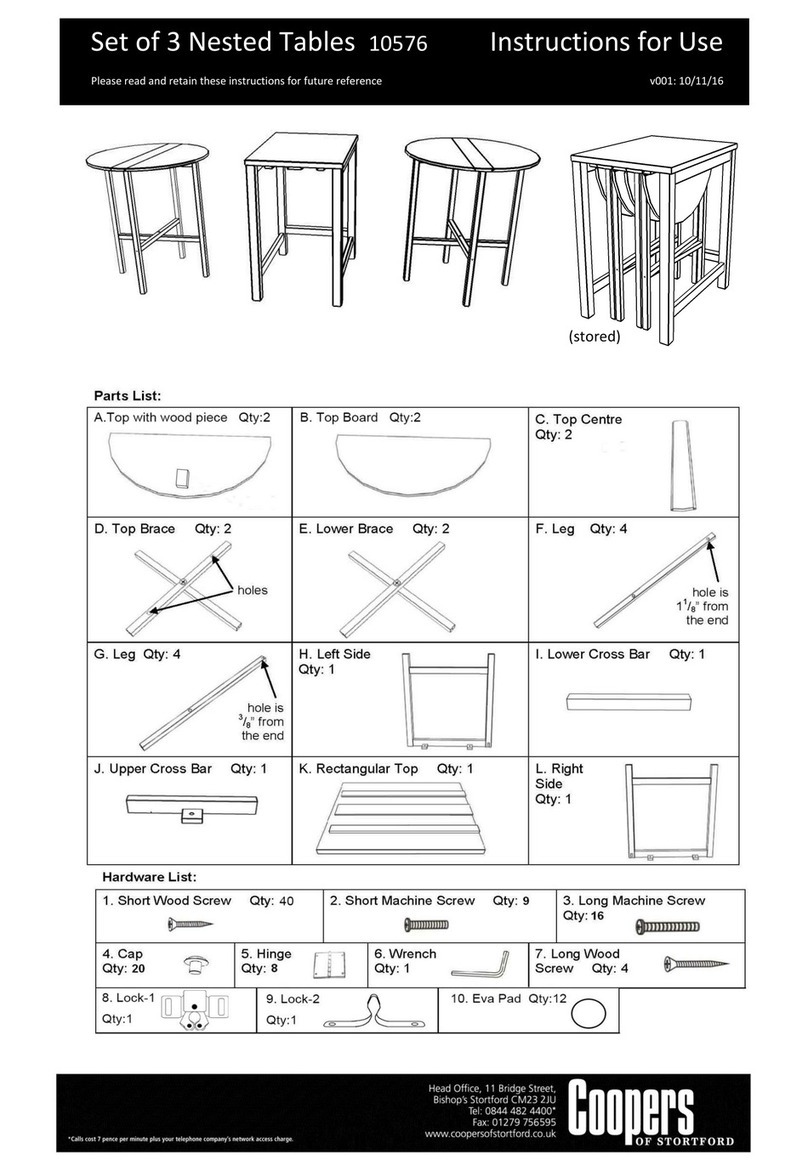 Coopers Set of 3 Nested Tables Instructions for use