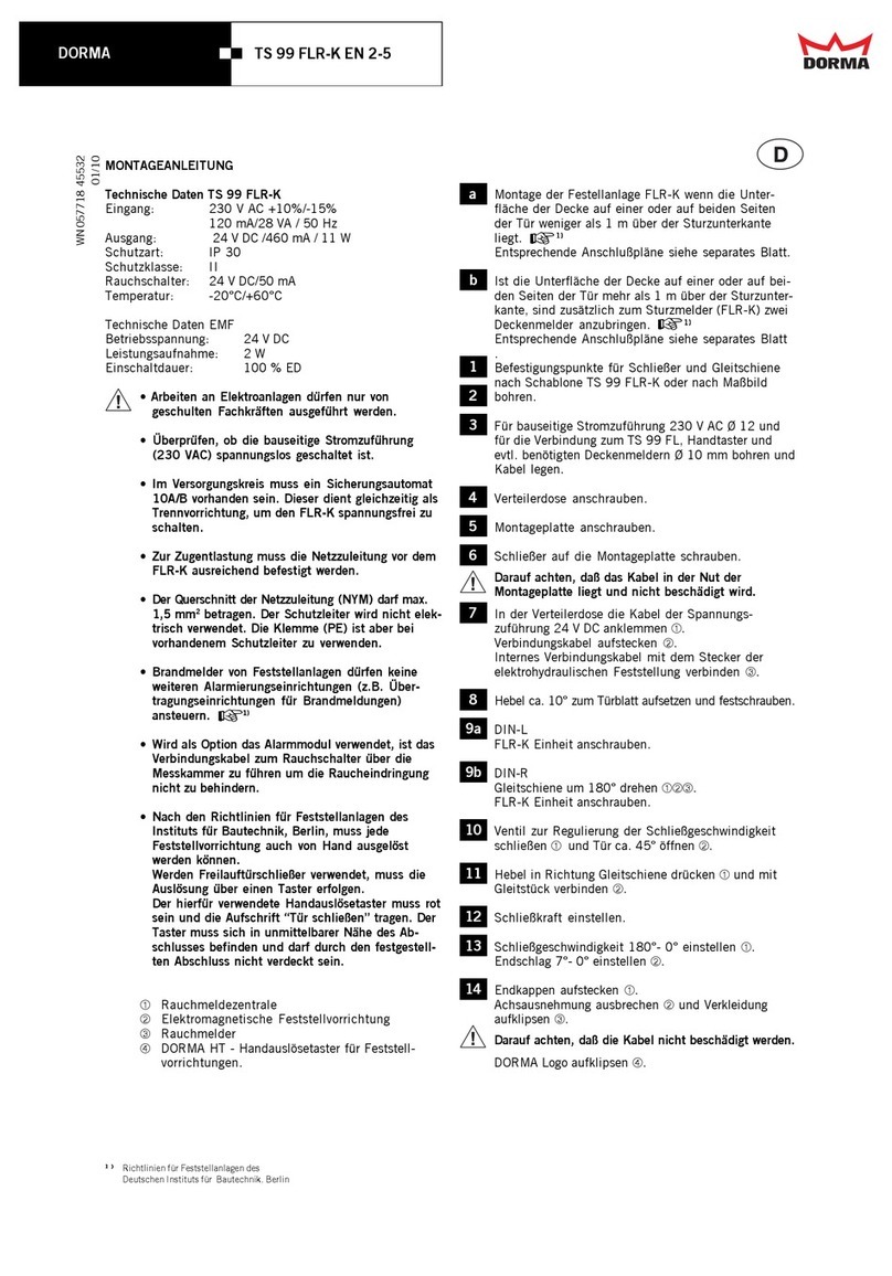 Dorma TS 99 FLR-K Fixing instructions