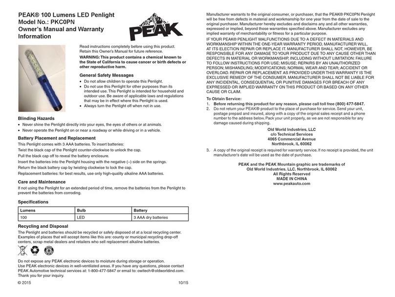 Peak PKC0PN owner's manual